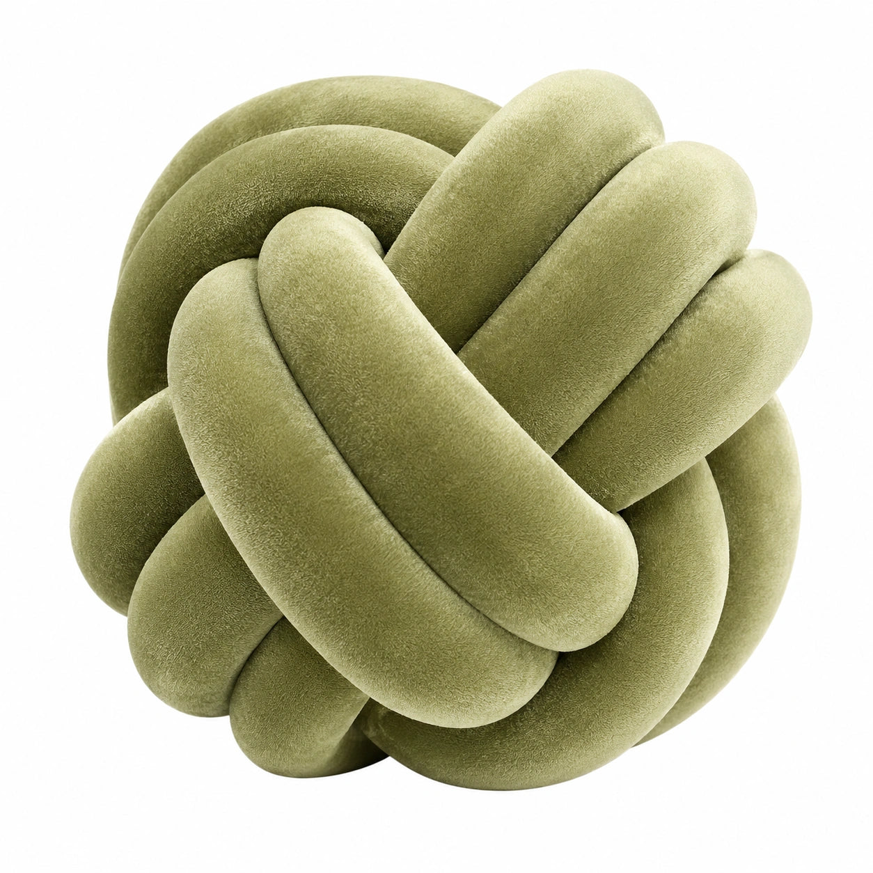 Cuscino decorativo a nodo 30 cm in tessuto vellutato verde salvia - stile moderno
