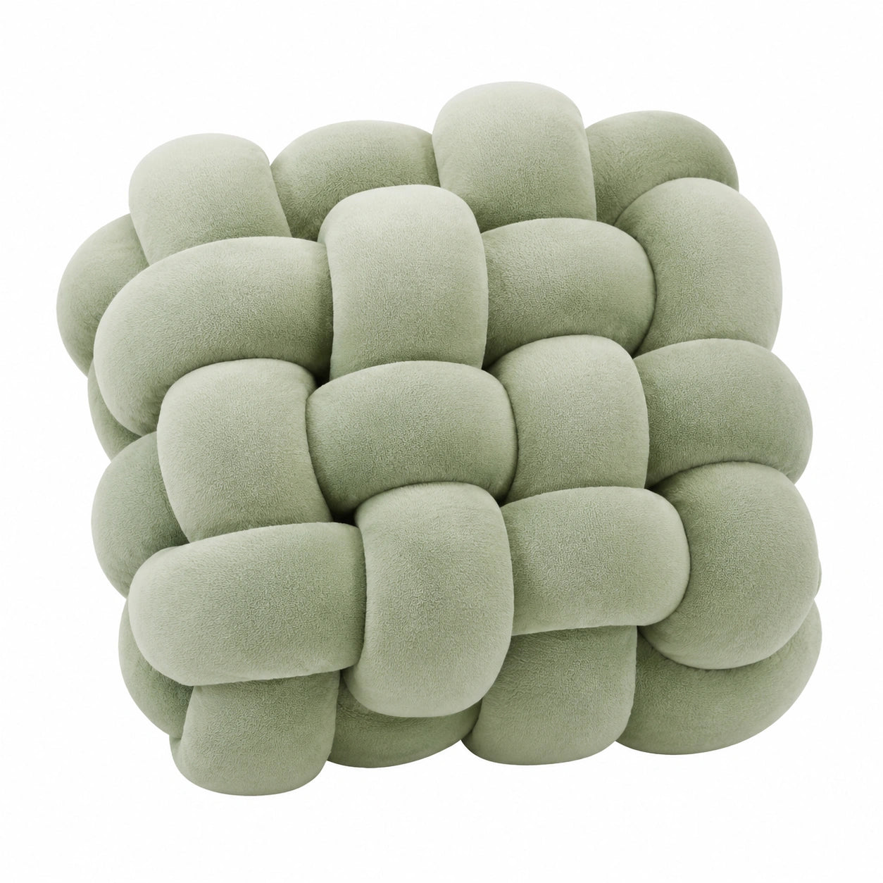 Cuscino annodato 35 x 35 cm in tessuto verde salvia decorativo