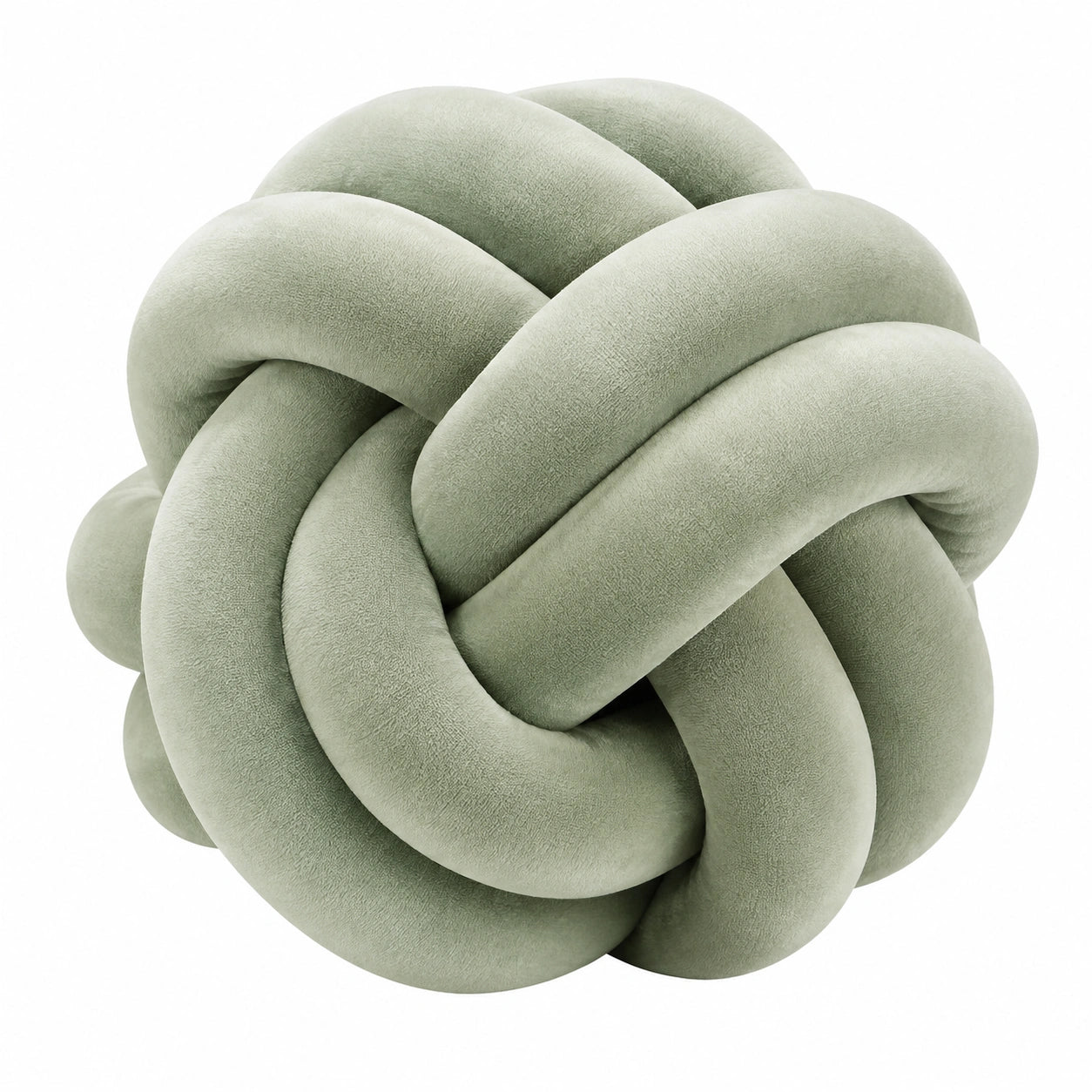 Cuscino decorativo a nodo 30 cm in tessuto verde salvia - morbido per divano e letto