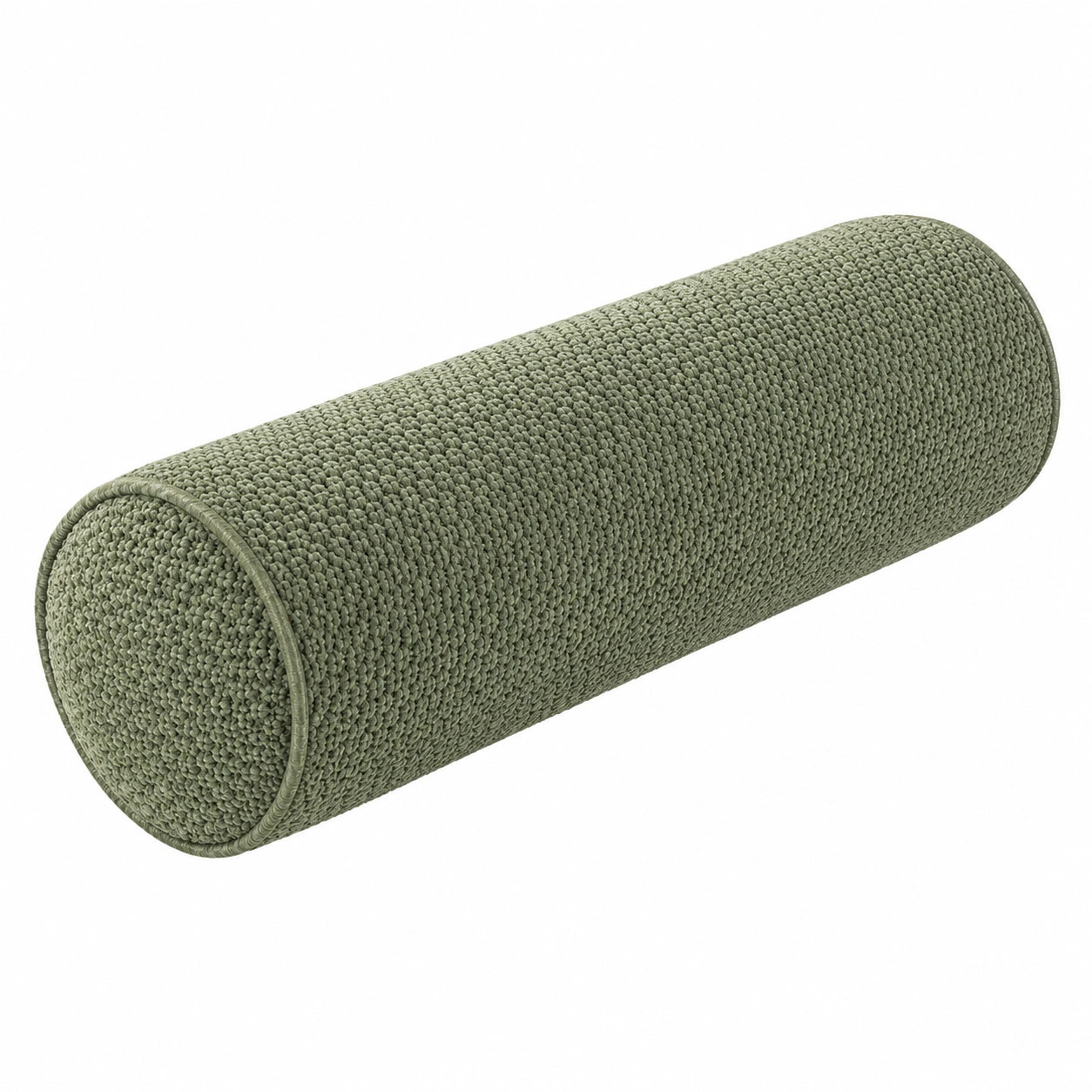 Cuscino cilindrico 15 x 50 cm in tessuto lavorato verde salvia - supporto decorativo