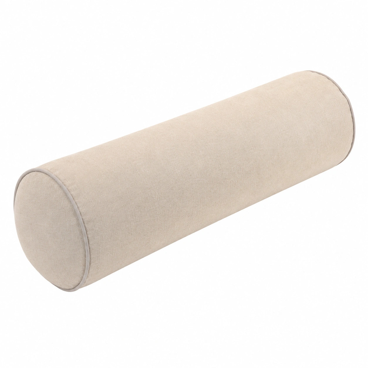 Cuscino cilindrico 15 x 50 cm in tessuto beige per supporto decorativo