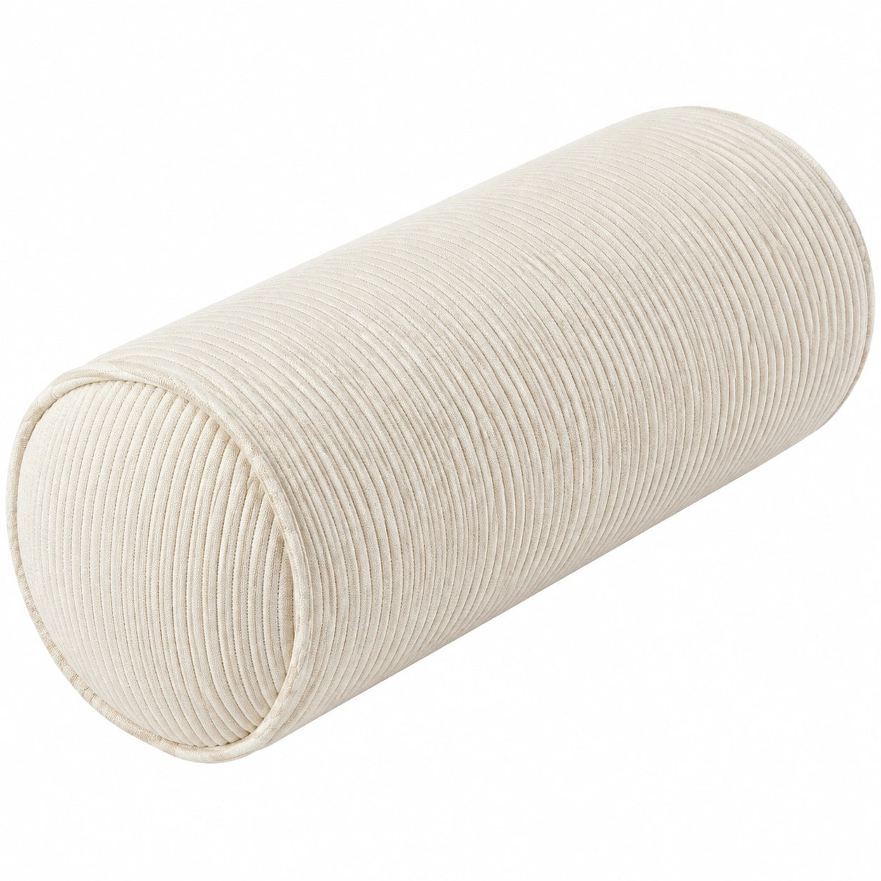 Cuscino cilindrico 15 x 45 cm in velluto a coste avorio - supporto decorativo