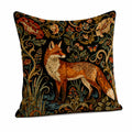 Cuscino decorativo 45 x 45 cm in tessuto nero con volpe floreale stile botanico
