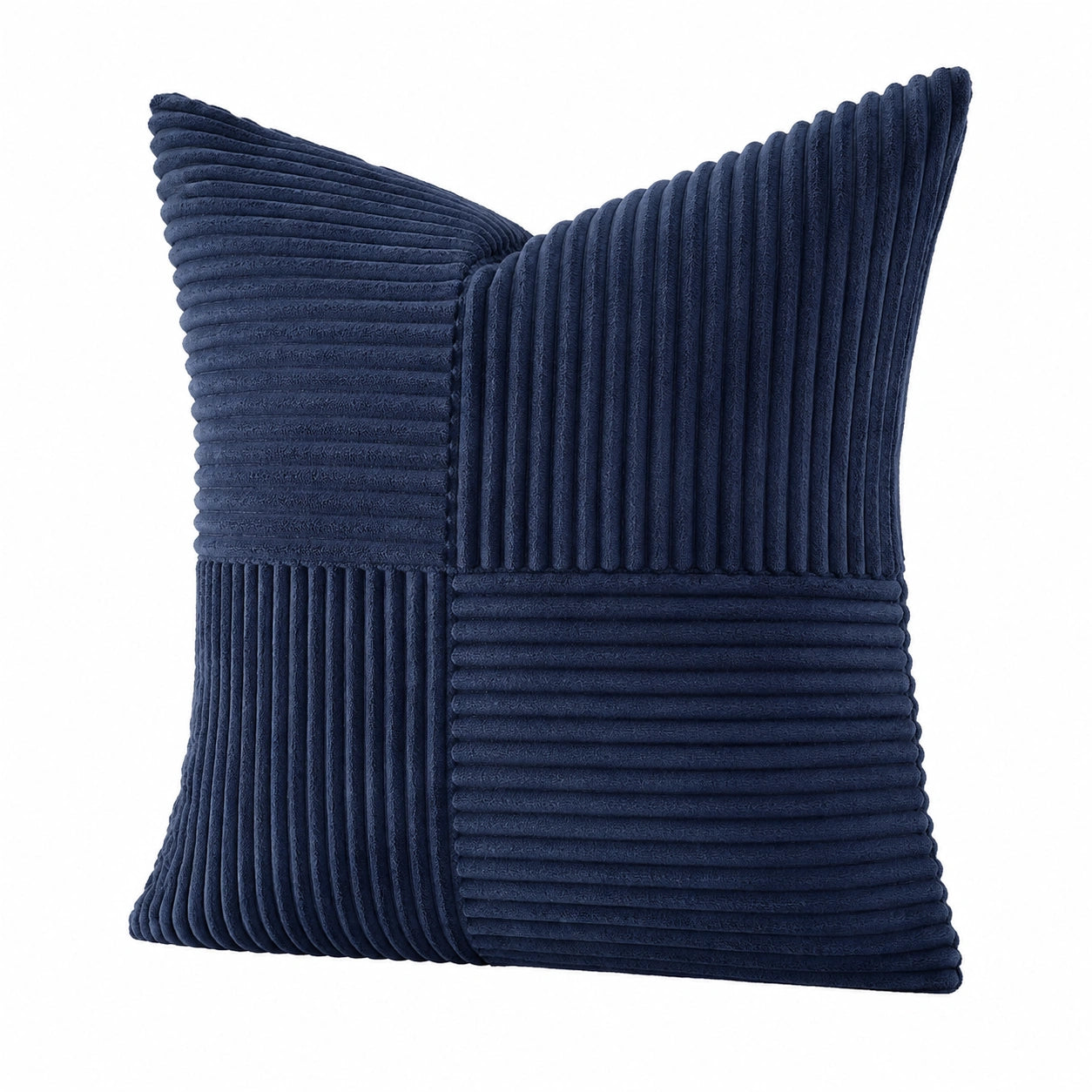 Cuscino decorativo 45 x 45 cm in velluto a coste blu navy - quadrato morbido per divano e letto