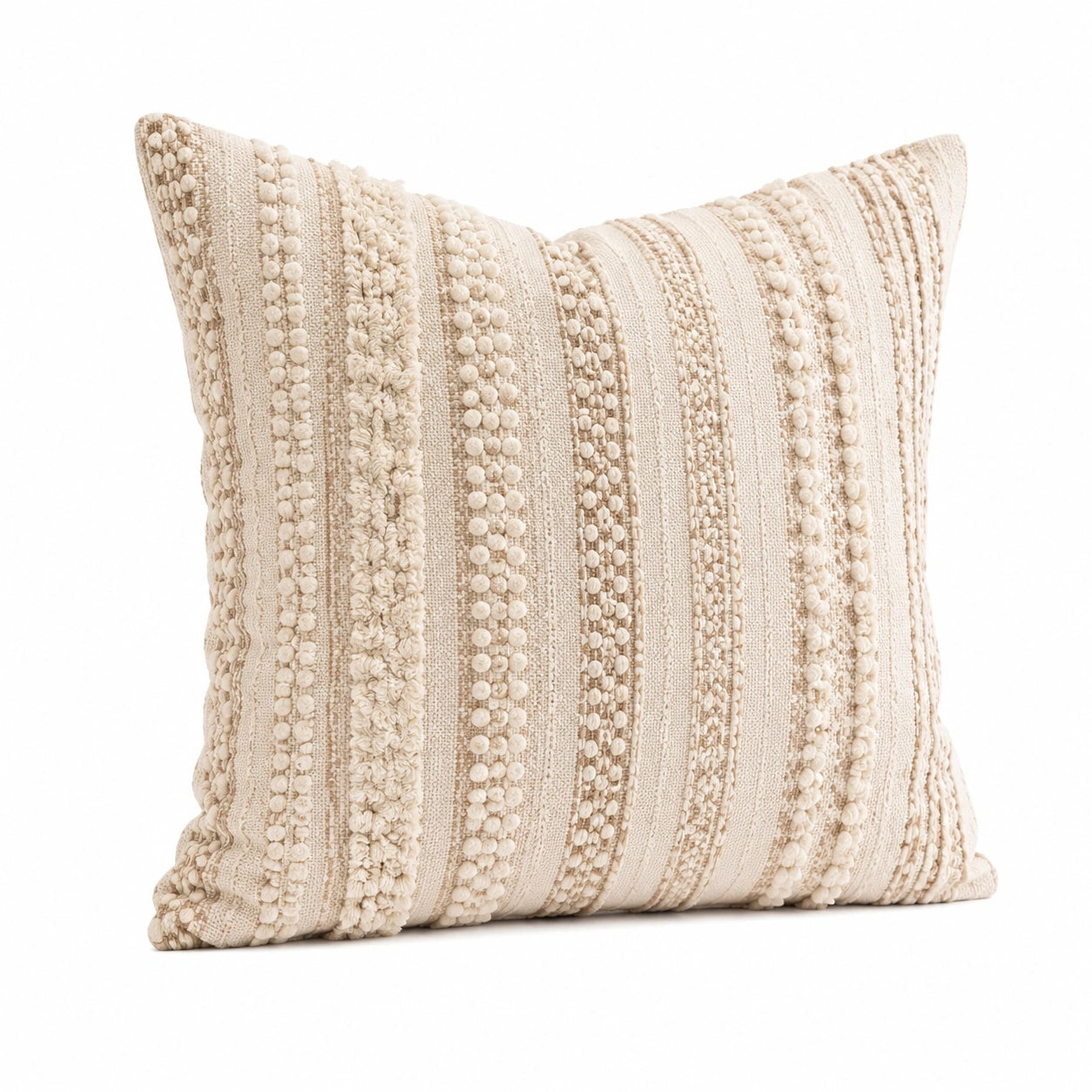 Cuscino decorativo 45 x 45 cm in tessuto beige con rilievi stile boho