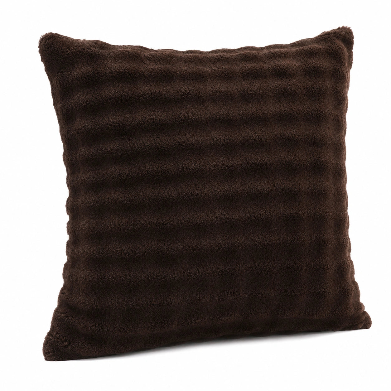 Cuscino decorativo 45 x 45 cm in tessuto peluche marrone - quadrato morbido per divano e letto