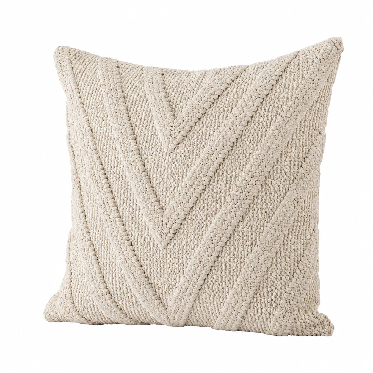 Cuscino decorativo 45 x 45 cm in tessuto beige a trama intrecciata stile boho