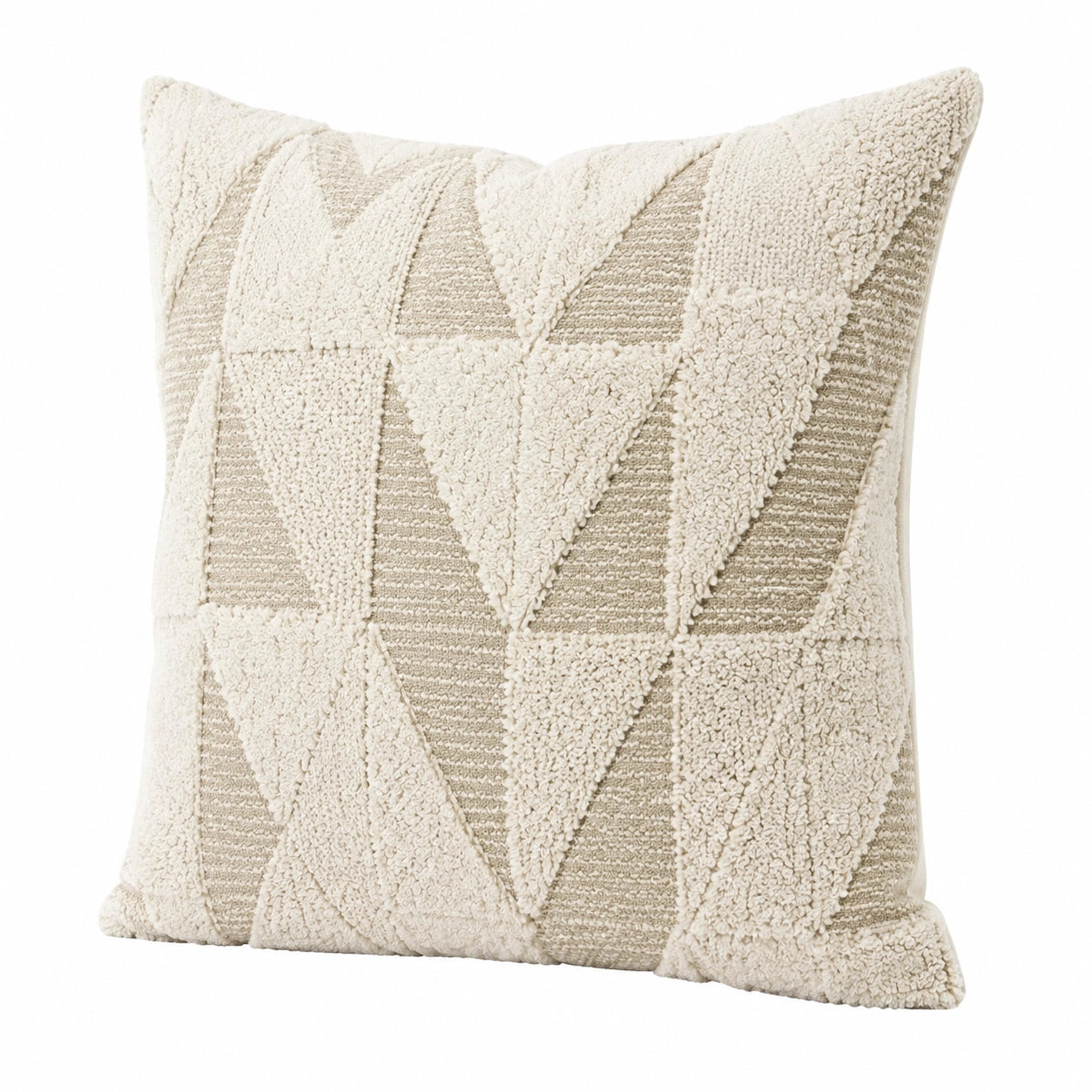 Cuscino decorativo 45 x 45 cm beige in tessuto con motivo geometrico in rilievo