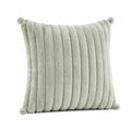 Cuscino decorativo 45 x 45 cm in tessuto effetto peluche verde salvia con lavorazione a coste