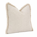 Cuscino decorativo 45 x 45 cm in tessuto beige con frange stile bohémien