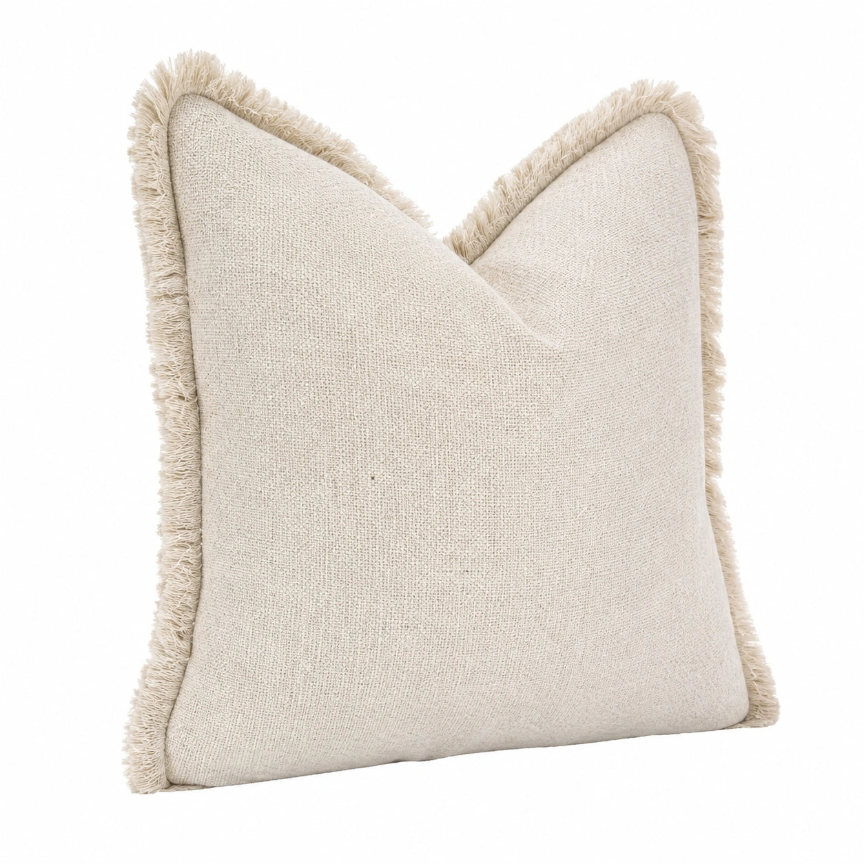 Cuscino decorativo 45 x 45 cm in tessuto beige con frange stile bohémien