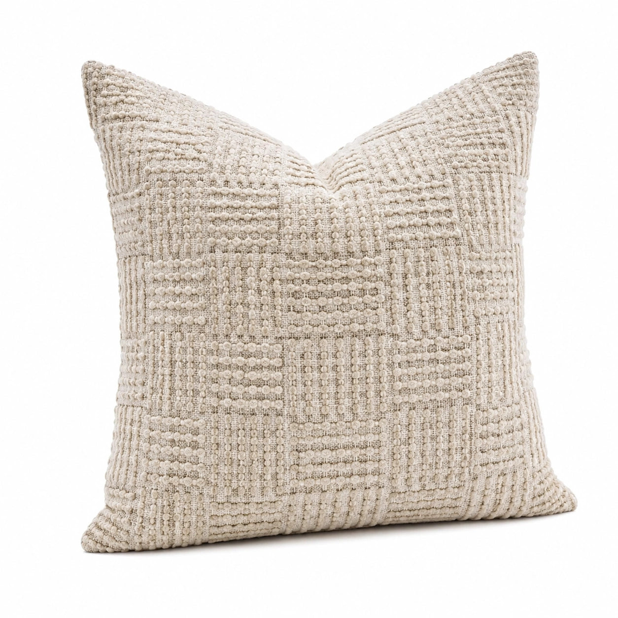 Cuscino decorativo 45 x 45 cm in tessuto beige con rilievo geometrico