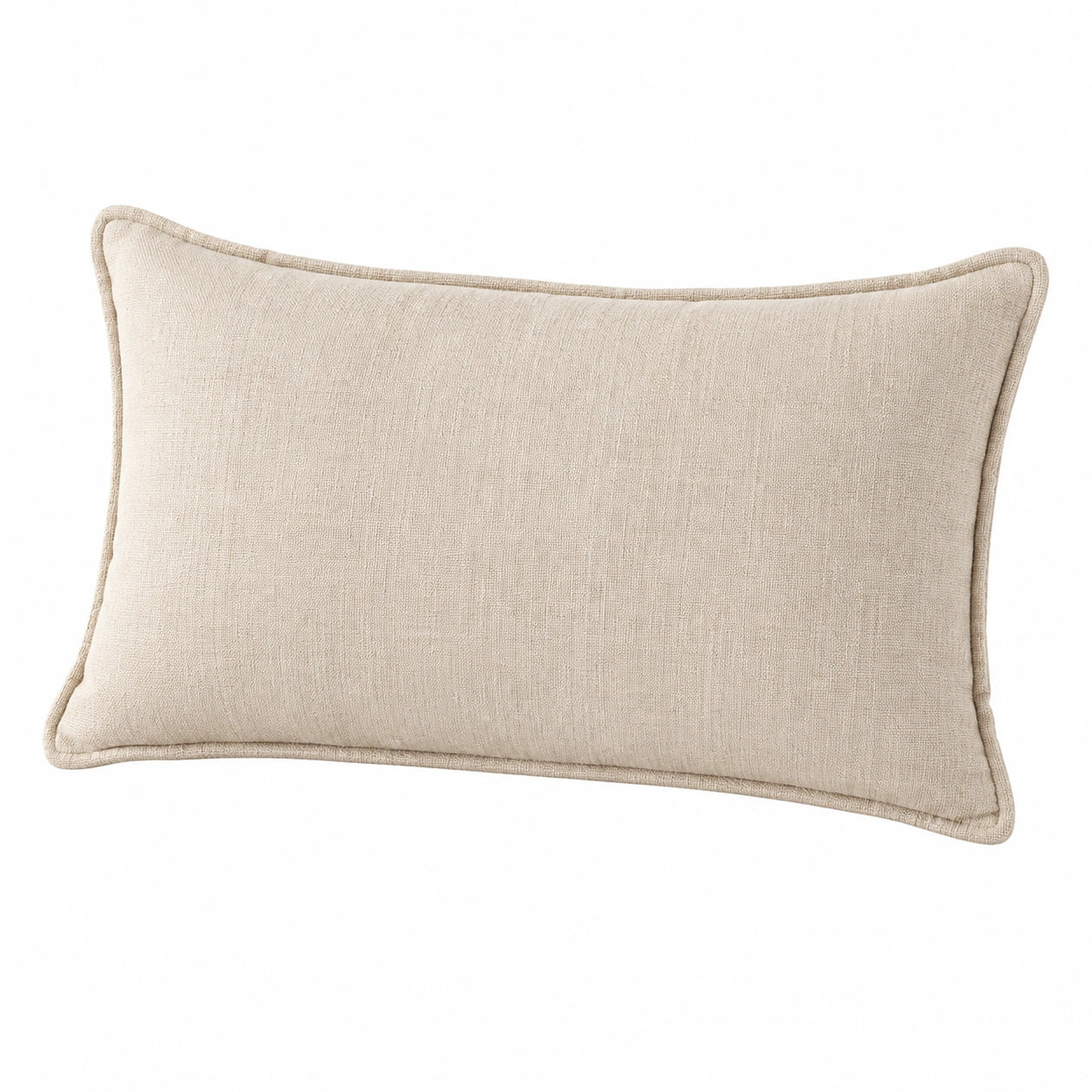 Cuscino decorativo 50 x 30 cm in tessuto beige con bordino stile minimal