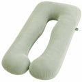 Cuscino a U 140 cm in tessuto vellutato verde salvia per gravidanza e riposo
