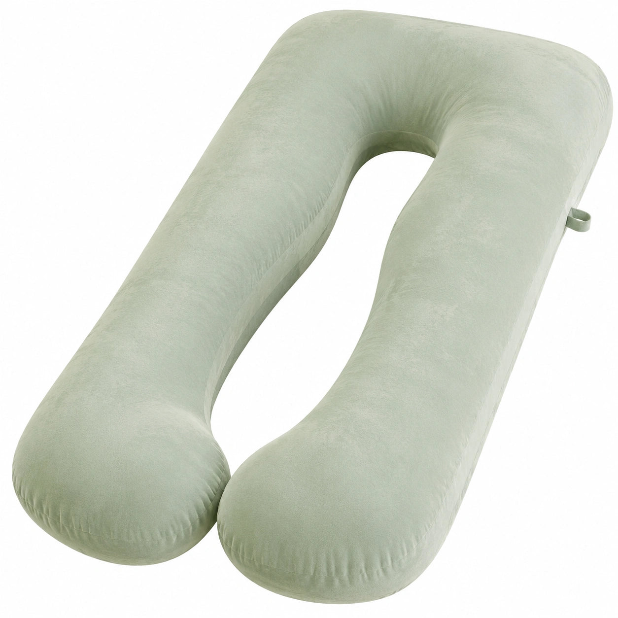 Cuscino a U 140 cm in tessuto vellutato verde salvia per gravidanza e riposo