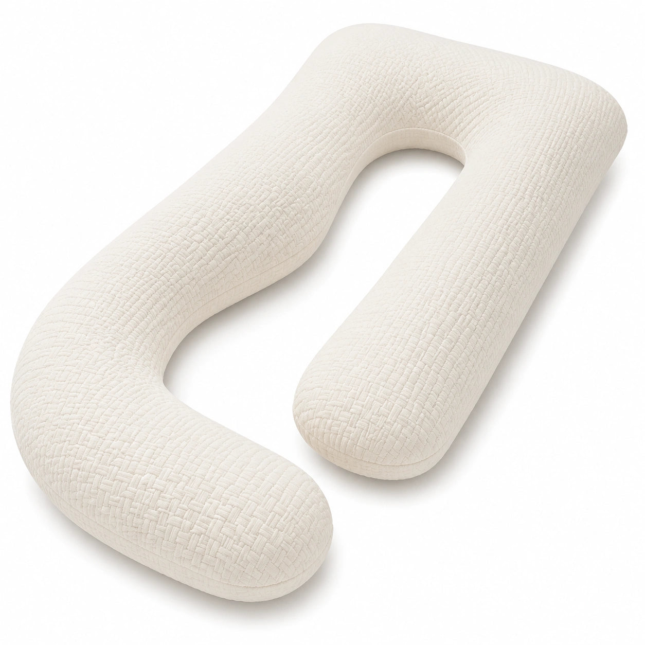 Cuscino per gravidanza a U 140 cm in tessuto bianco - supporto avvolgente