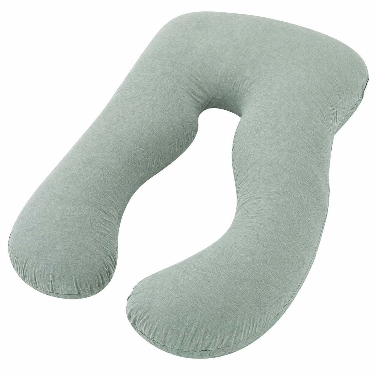 Cuscino gravidanza a U 140 cm in tessuto verde salvia per supporto corpo