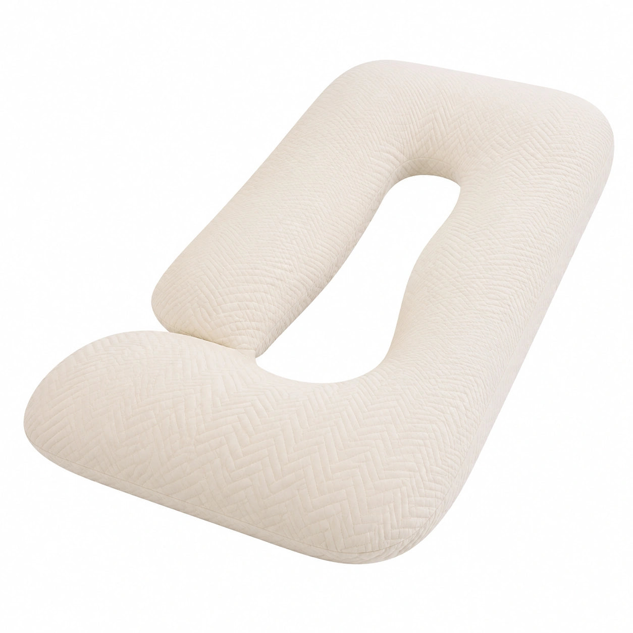 Cuscino per gravidanza a U 140 cm in tessuto trapuntato avorio - supporto per il riposo