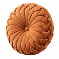 Cuscino decorativo rotondo 40 cm in velluto terracotta con pieghe floreali