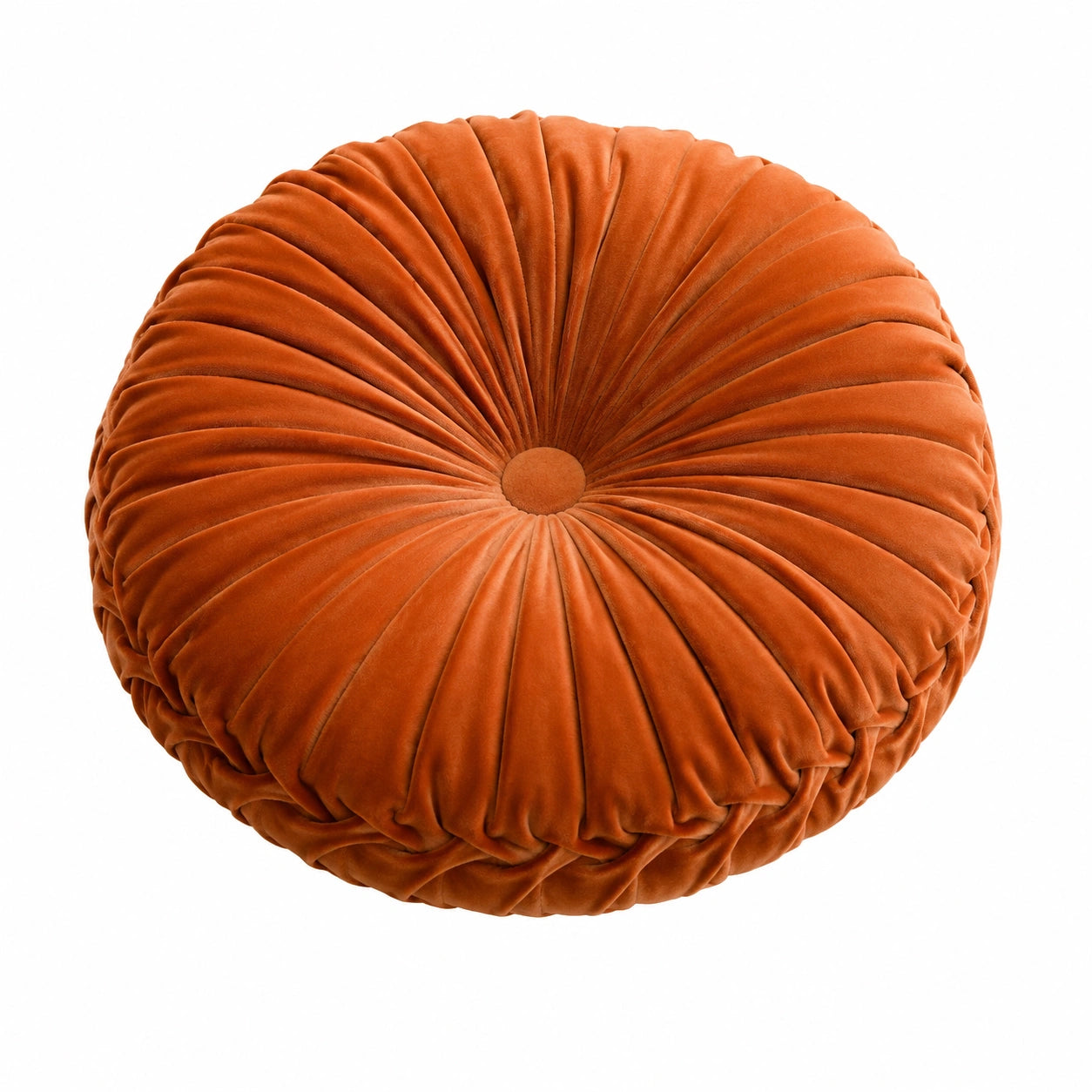 Cuscino decorativo rotondo 45 cm in velluto arancione - stile plissettato