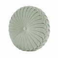 Cuscino decorativo rotondo 40 cm verde salvia effetto velluto stile plissettato