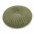 Cuscino decorativo rotondo 40 cm in tessuto a coste verde salvia - stile plissettato