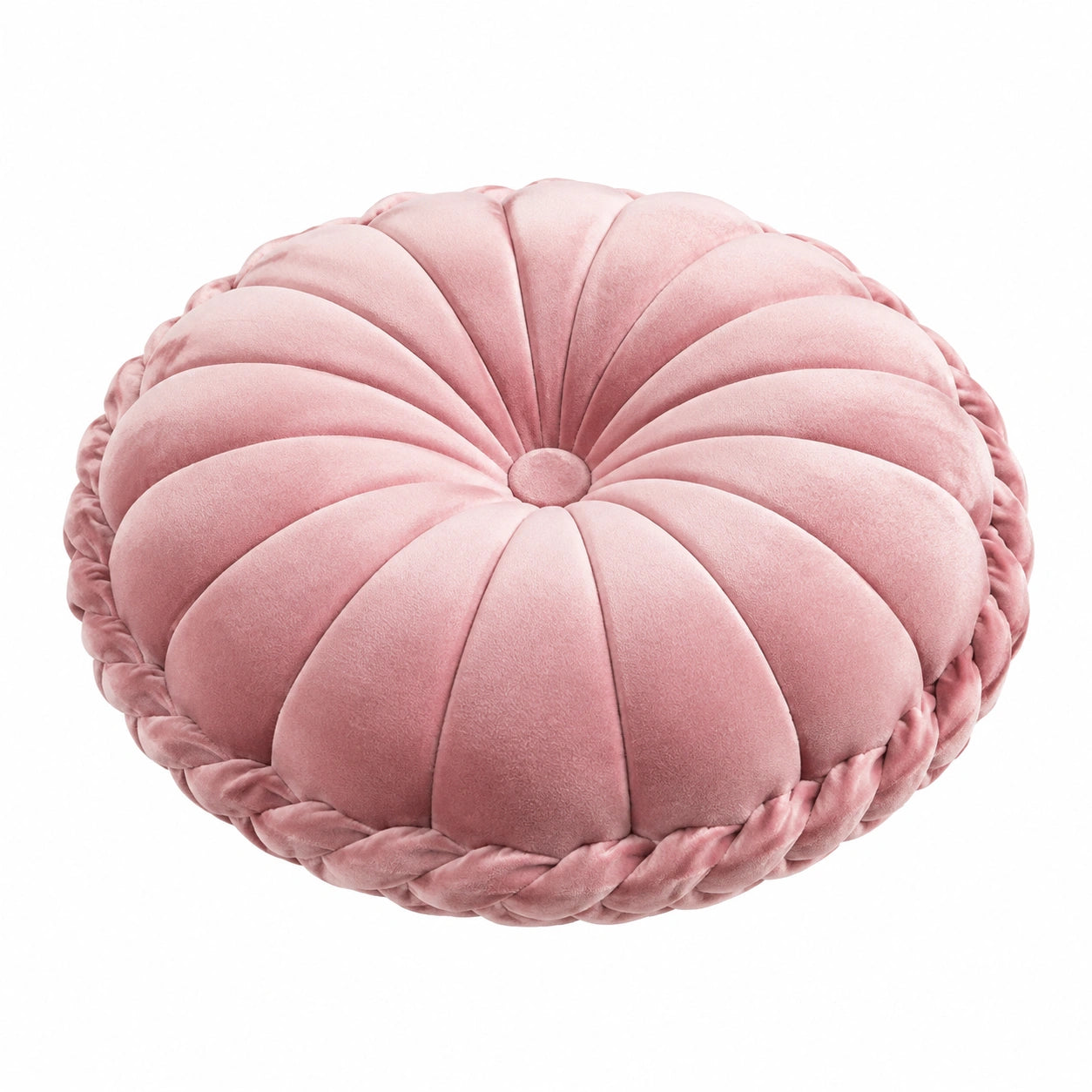 Cuscino decorativo rotondo 40 cm in velluto rosa - stile plissettato